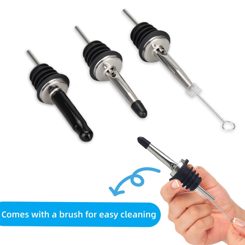 LEGERM Liquor Pour Spouts with Dust Caps - Speed Pourer Nozzles for Alcohol & Liquor Bottles | Pro Bar & Home Use Bartender Accessories with Leak-Proof & Rustproof Toppers - Image 3